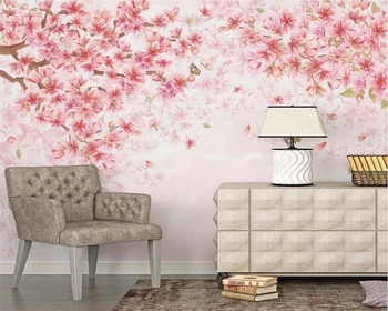 beibehang Užsakymą Šiaurės ranka-dažytos sielovados sienos dokumentų namų dekoro cherry blossom gėlės uždaras miegamasis foną