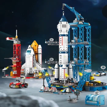 Vietos Aviacijos Pilotuojamų Raketų Blokai Su Astronautas Pav Miesto Kosmoso Modelį, Plytos Vaikų Žaislai Vaikams
