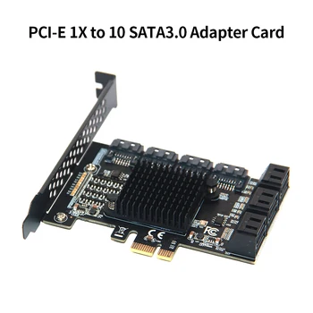 PCI-E 1X 10 SATA3.0 Adapterio plokštę Stalinis Kompiuteris Plėtros Kortelę su LED Būsenos Indikatorius Aliuminio Lydinio Aušinimo Fin