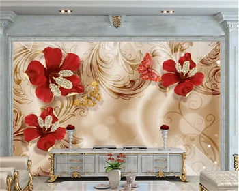 wellyu Užsakymą tapetai 3d Europos stiliaus rūmus stiliaus aukso papuošalai gėlių luxury living room, TV foną, sienos freskos behang