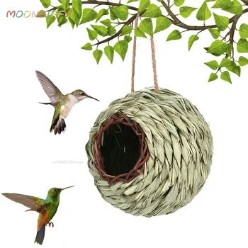 Paukščių Lizdą Paukštis Narve Natūralių Nendrių Žolės Sferiniai Hummingbird Lizdą Lauko Dekoratyviniai Supintas Kabo Paukštis Lizdą Hous Įgudęs