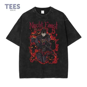Nacht Faustas T-marškinėliai Vyrams, Vintage Plauti Anime Black Dobilų Marškinėliai Negabaritinių Streetwear Harajuku Atsitiktinis Manga Viršūnes Tees Medvilnės
