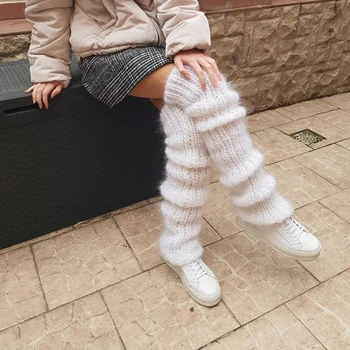 2023 Žiemos Lolita Kojų Šildytuvus Moterų Šilti Megztiniai Kietos Pėdų Padengti Nėrimo Kelio Kojinės Šiltas Įkrovos Rankogaliai Beenwarmers Ilgos Kojinės
