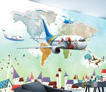 beibehang užsakymą papel de sumalti 3d sienų tapetai meno miegamojo puošimas Didelį keleivinį lėktuvą tapetai kambarį 3D namų