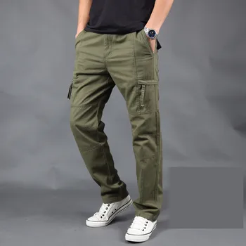 Rudens-Žiemos Vyrų Krovinių Ziajać Mens Atsitiktinis Multi Pocket Karinis Taktinis storas Vyras Outwear Armijos Tiesios kelnės Ilgos Kelnės