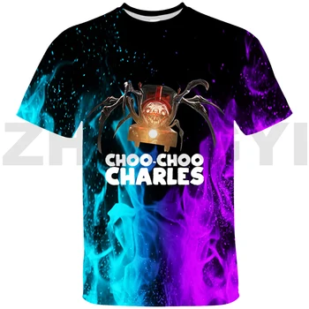 Klasikinis Žaidimas Choo-Choo Charles 3D Print T-shirt Vaikai Harajuku Anime Marškinėlius Moterims, Negabaritinių Marškinėliai Streetwear Vasaros Tees Viršūnės