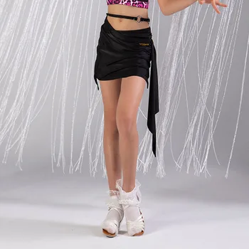 Raukšlių ir Šoninės Juostos Dizainas Vaikams lotynų amerikos Šokiai Sijonas Girl Dress Konkurencijos Pramoginių Šokių Kostiumas NY23 KID23D208