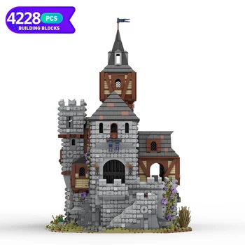 Ss Miesto Architektūros Viduramžių Pilis Modelio Blokai Retro Bažnyčios varpinė SS-109930 Plytų Žaislas Vaikams Dovanų