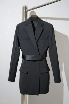 Vilnos juosmens diržas kostiumas striukė slim-fit atvartas iškirpte dizaino audinio, patogus ir kvėpuojantis 2023 m. rudenį naujų karšto