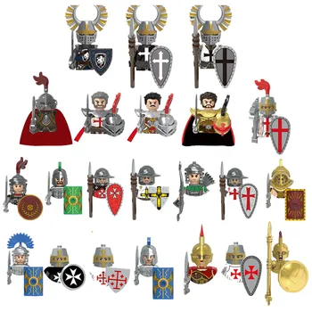 Vaikai Žaislų 8pcs /daug Viduramžių Karinės Duomenys Tamplierius Riteriai Romėnų Kariai Spartan Kariai Blokų Rinkinius Vaikų Dovanų