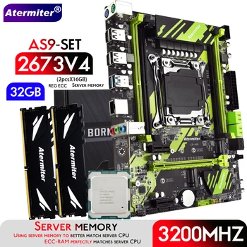 Atermiter X99 AS9 Plokštė Rinkinys su Xeon E5 2673 V4 CPU LGA 2011-3 Procesorius DDR4 32GB 2 X 16GB 3200MHz Atmintis REG ECC RAM