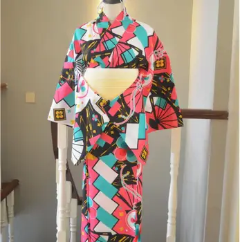 Japonijos Moterų Kimono, Pagerėjo Kawai Ma Spausdinti Chalatas, Fotografijos Rinkinys Su Diržu