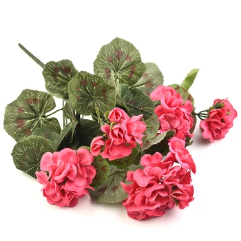 36 CM Dirbtinis Pelargonija Puokštė Raudonai Rožinės Gėlės, Augalų Dirbtiniai Augalai, Dirbtinės Gėlės, Vestuvių Sodo Namų Dekoro