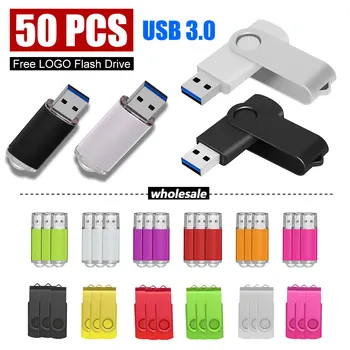 50PCS/daug Spalvų USB 3.0 Flash Drive, Pen Diskas 128GB 16GB Pendrive Memory Stick 32GB 64GB USB 3.0 Stick Dovana LOGOTIPĄ