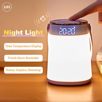 3Life Įkraunamas LED Nakties Šviesos Miegamajame, Naktiniai staleliai, Lempa Mama&Baby specialia Lempa, Laikrodis Laiką Temperatūros daviklis, Aplinkos Šviesos