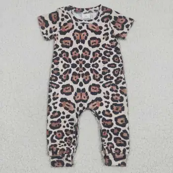 2023 Naujo Dizaino RTS Kūdikių Bamblys Vienas Gabalas, Kūdikių Berniukų Drabužiai Boutique Naujagimių Leopard Rompers