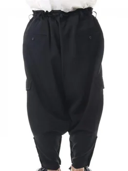Pavasarį ir rudenį naujų vyriškų juodų plaukų stilistas Harun kelnės mados atsitiktinis laisvas paketas dviejų kojų kelnės