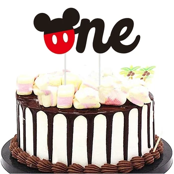 Gimtadienis Disney Mickey Vienas Tortas topper baby shower naudai neaustinis audinys tortas Šalis Atostogų Reklama tortas topper dekoras reklama