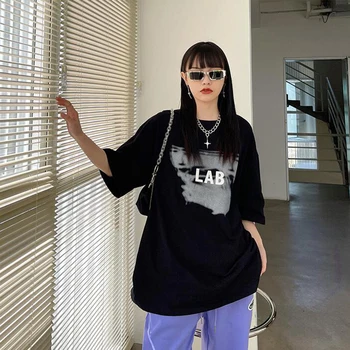 Moteriški marškinėliai Topai Japonijos Kawaii Ulzzang Tingus Grafiti Raštas Spausdinti Laisvus Marškinėlius Moterų korėjos Harajuku Drabužiai Moterims