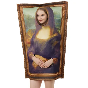 Helovinas šalis Drabužis Mona Lisa juokinga klaidingą freskos kostiumas Cosplay Kostiumų Scenoje Parodyti Drabužius Atostogų Šalis Drabužiai
