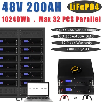 48V 200AH 51.2 V 16S 100AH LiFePO4 Baterija su BMS RS485 PC Kontrolės Saulės energijos saugojimo ryšio bazinės Off/On Grid