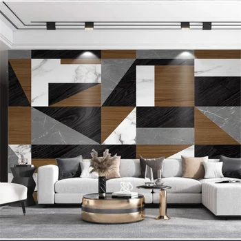 wellyu Pritaikyti tapetai, 3d moderni sofa-lova, gyvenamasis kambarys su akmens grūdų, medienos, grūdų mišinys, TV foną, TV foną