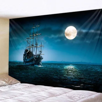 Laivybos Gobelenas Piratų Laivas Sienos Kabo Psichodelinio Kabo Dekoro Medžiaga Estetinės Kambarį Miegamasis Namų Dekoro