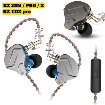 KZ ZSN PRO 1BA 1DD Hybrid Drive In Ear Ausines HIFI Metalo Bass Ausinių Sporto Music Headset Keičiamų Kabelis KZ EDX Pro
