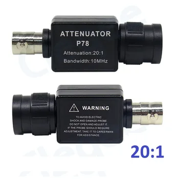 P78 20:1 Signalo Attenuator 10Mhz Pralaidumo oscilloscope Priedai Adapteris BNC Įvesties Varža 1.053 Mω 20 Kartų Slopinimas