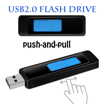 Naujas USB2.0 Pendrive Stumti ir Traukti 128GB 64GB 32GB USB Flash Drive, Nešiojami Duomenų Saugojimo Įrenginys, Skirtas KOMPIUTERIO, Nešiojamojo kompiuterio, Automobilio office U DISKO