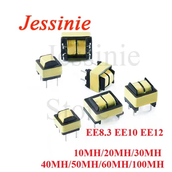 5vnt Common Mode Induktyvumą EE8.3 EE10 EE12 10MH 20MH 30MH 40MH 50MH 60MH 100MH Maitinimo Filtras Induktyvumo Ritė Transformatorius