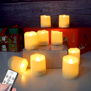 Led Elektroniniai Žvakė Su Baterijomis Mirgėjimas Liepsnos Laikmatis Nuotolinis Helovinas Tealight Kalėdų Namų Dekoro Votive Žvakės