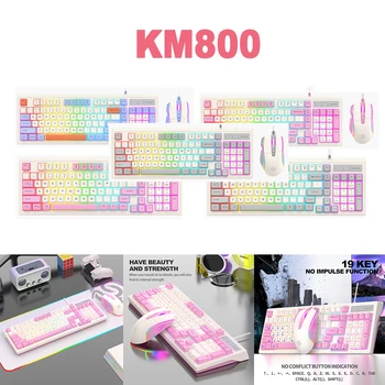 KM800 Mechaninė Klaviatūra su Pele 98 Klavišus Laidinio Žaidimų Klaviatūros Šviesos 4000dpi Spalvinga Keycap Paramos Spalvingas Apšvietimas