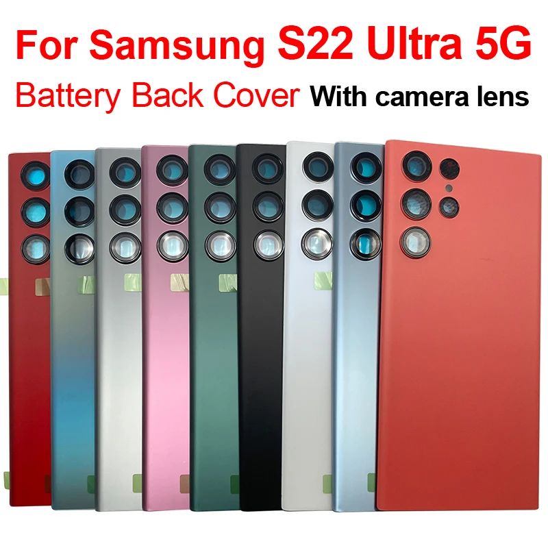 NAUJAS S22 Ultra Galinio Dangtelio Samsung S22 Ultra 5G S908B Baterija, galinis Dangtelis Galinių Durelių Stiklo plokštės Būsto Atveju Fotoaparatas Stiklinis Lęšis