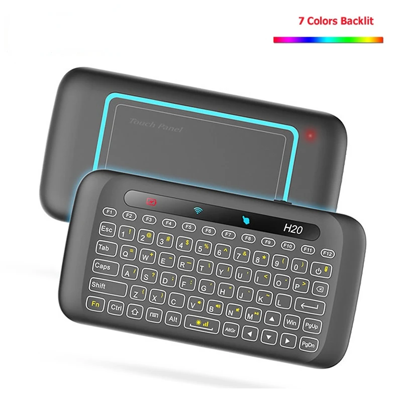 2,4 Ghz Belaidžio ryšio H20 Mini Klaviatūros Apšvietimas Touchpad Oro Pele IR Simpatijų Nuotolinio Valdymo Andorid Box 