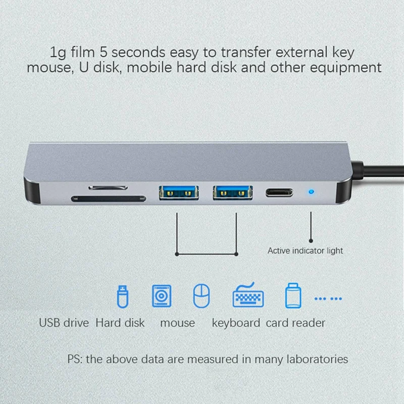 2X 6 1 USB Tipo C Hub Adapteris Su 4K 30Hz HDMI Suderinamus Multiport Kortelių Skaitytuvas USB3.0 TF PD Vaizdo Multi Uostuose