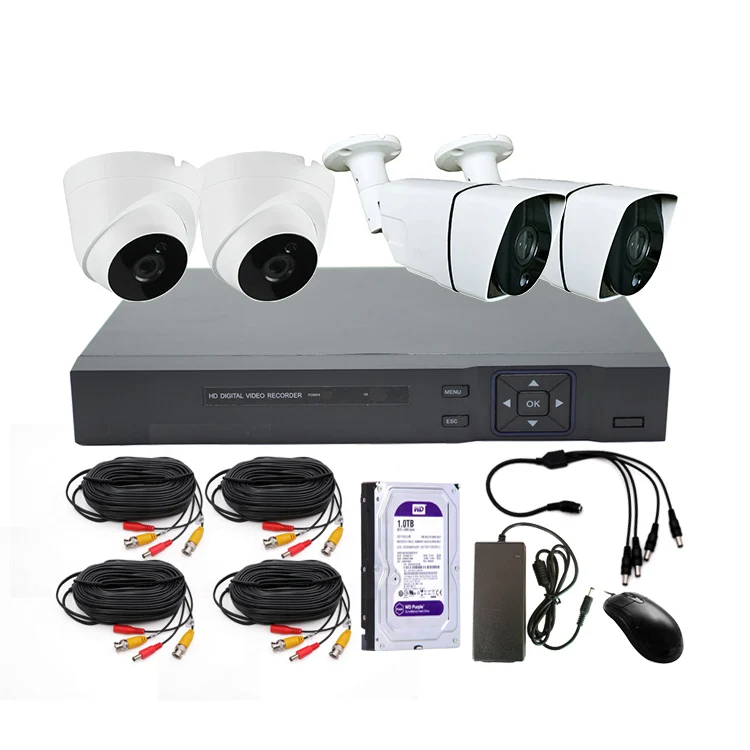 4CH 1080N HAINAUT DVR rinkinys, 1080P VAIZDO stebėjimo sistema 2MP, infraraudonųjų spindulių naktinio matymo kamera, vidaus ir lauko namų vaizdo apsaugos stebėjimo rinkinys