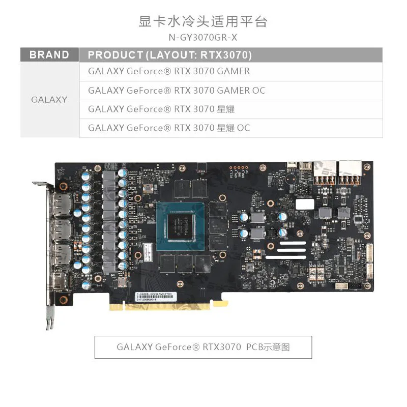 Bykski GPU Vandens Blokas GALAXY Geforce RTX 3070 /3060 Ti ŽAIDĖJUS OC Vaizdo plokštės, VGA Aušintuvas 5V/ARGB 12V MB SYNC N-GY3070GR-X