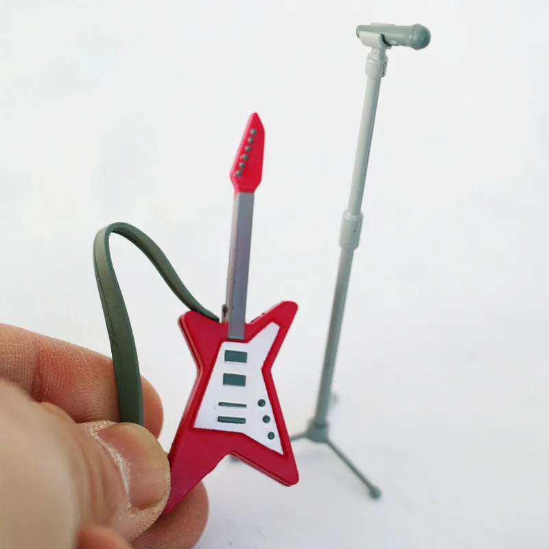 Dollhouse1:12 elektrine gitara, mikrofonas mikrofono stovas modelis miniatiūrinės scenos modelis