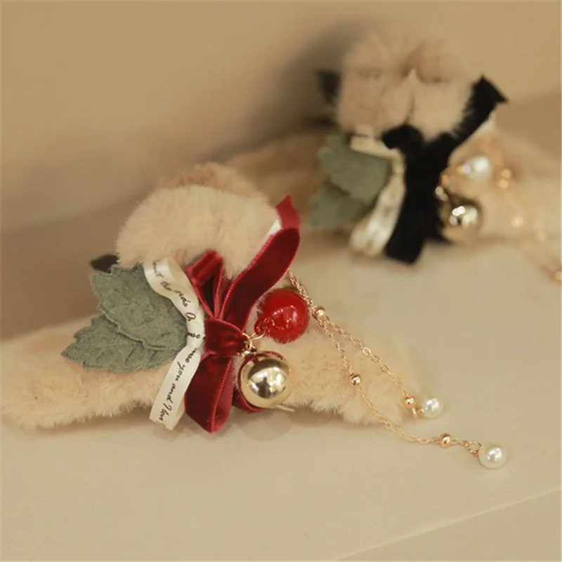 Korėjos stiliaus pliušinis bell rankena Rudens-žiemos lankas pakraštyje staigius elegantiškas Kalėdų plaukų aksesuarai, Plaukų Žnyplės