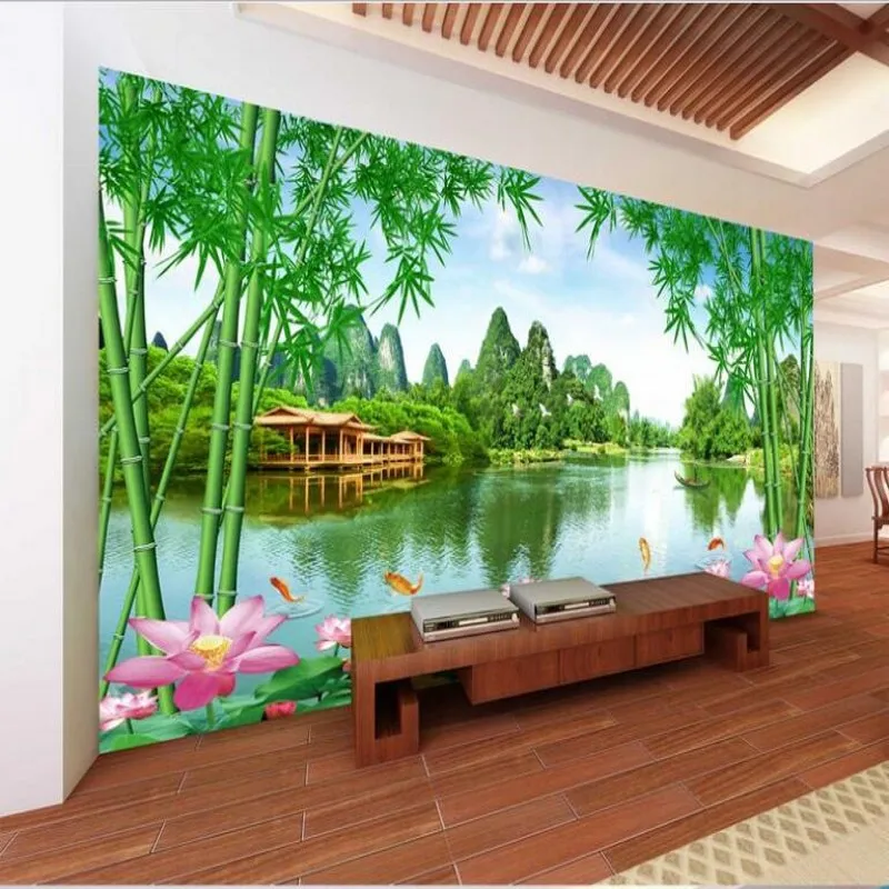 wellyu Užsakymą didelio masto freskomis gražus gamtovaizdis Jiangnan geros dekoracijos, TV foną, neaustinių ekrano užsklanda papel de parede