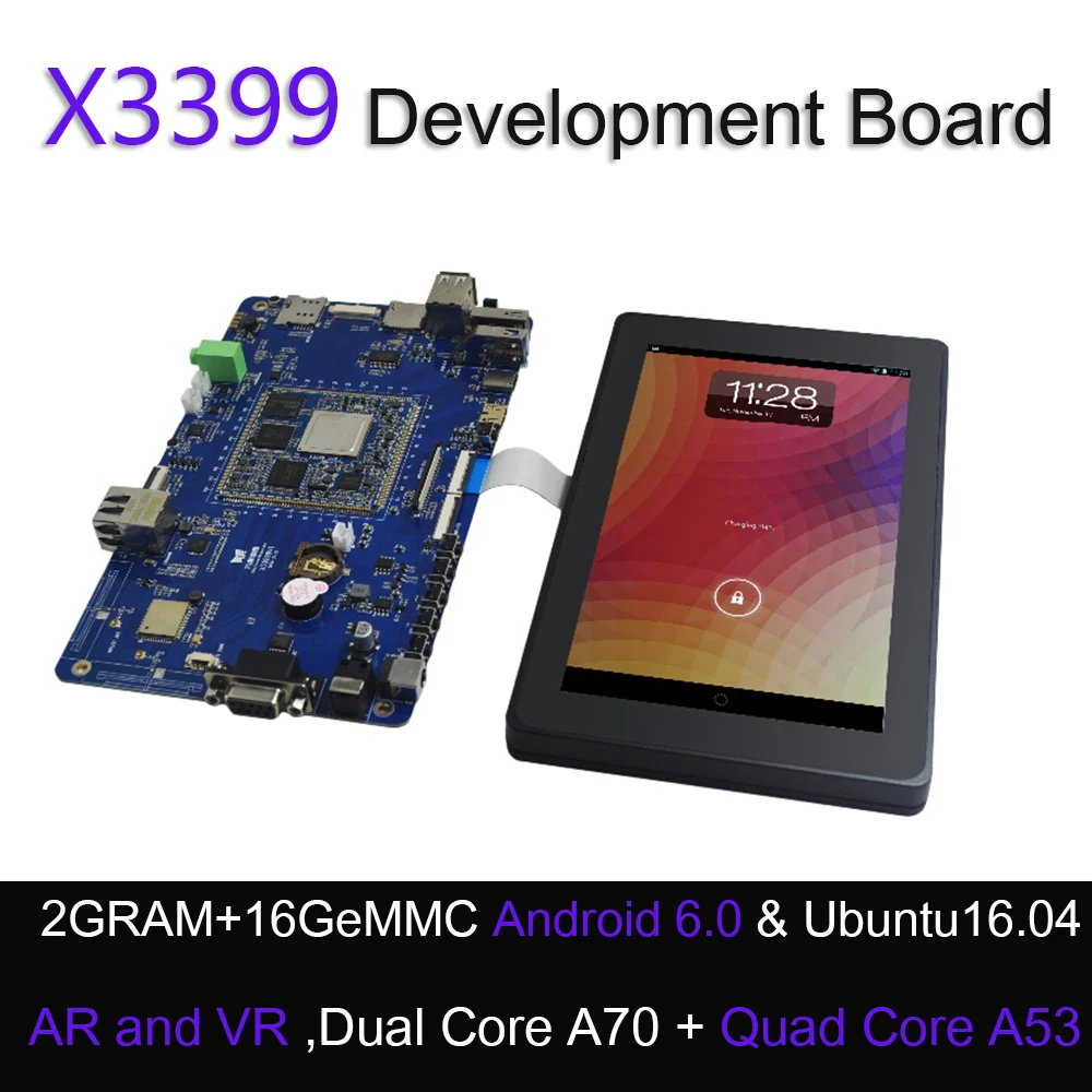 X3399 RK3399 6 Branduolių 64 bitų Aukštos klasės Platformos demonstracinę lentą AR VR Android 6.0 ubuntu 16.04