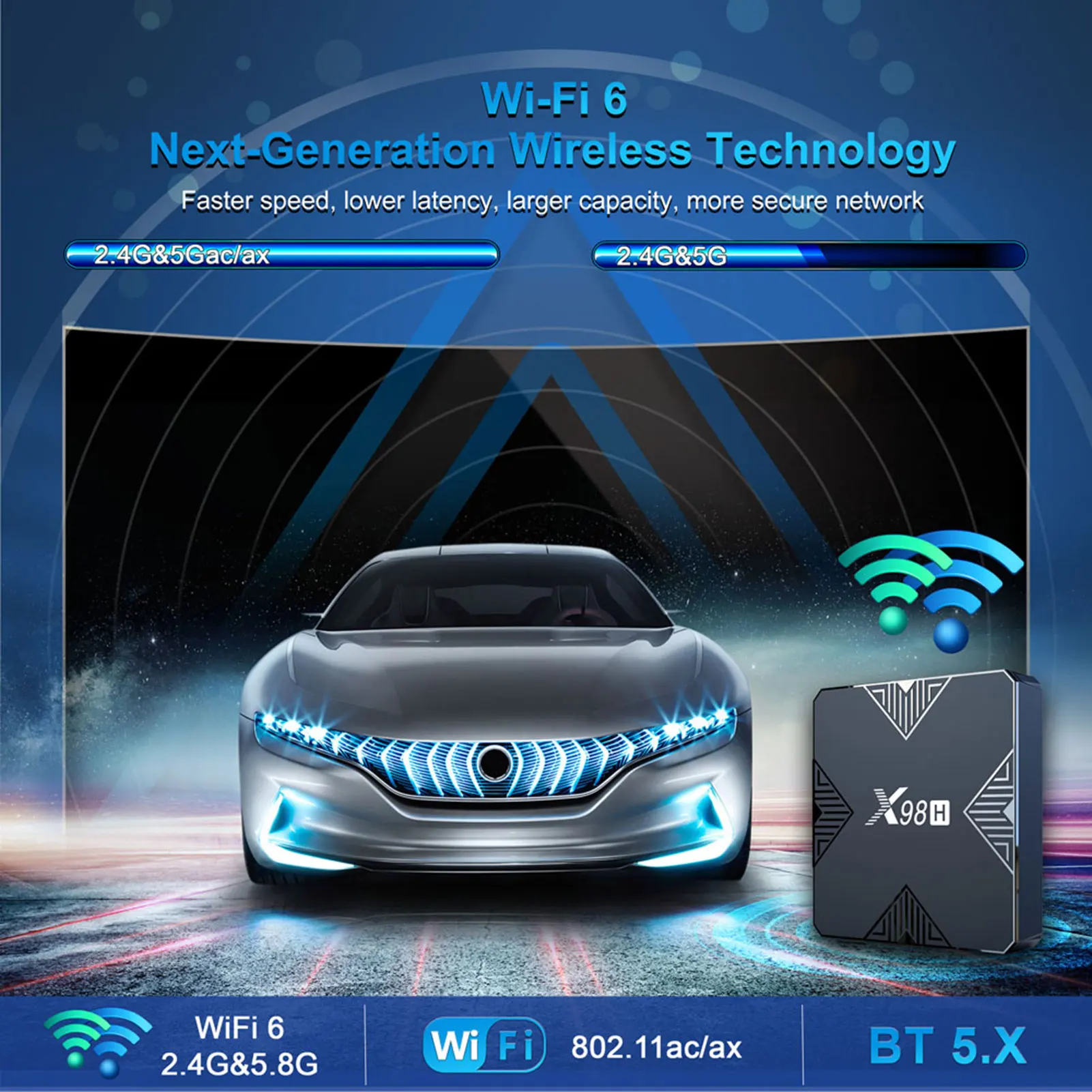 X98H(YB882) (Set-top Box Quad core ARM Cortex A53 2.4 G/5G wifi BT5.0+ su Kabelis Nuotolinio Valdymo 4+32GB/2+16GB