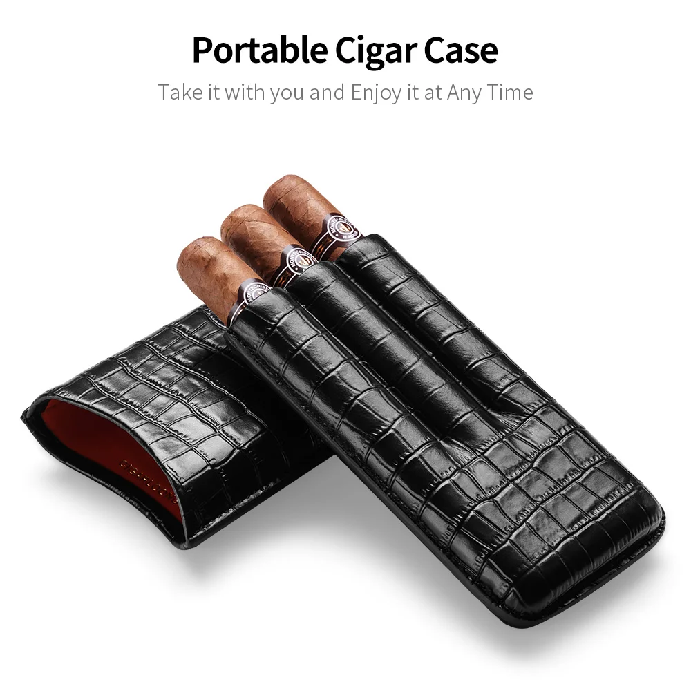 CIGARLOONG Nešiojamų Odos Cigarų Atveju Kelionės Cigarų Drėkina Atveju Tinka 2 lazdos Cigarų Humidoras Turėtojas CLH-0050-3