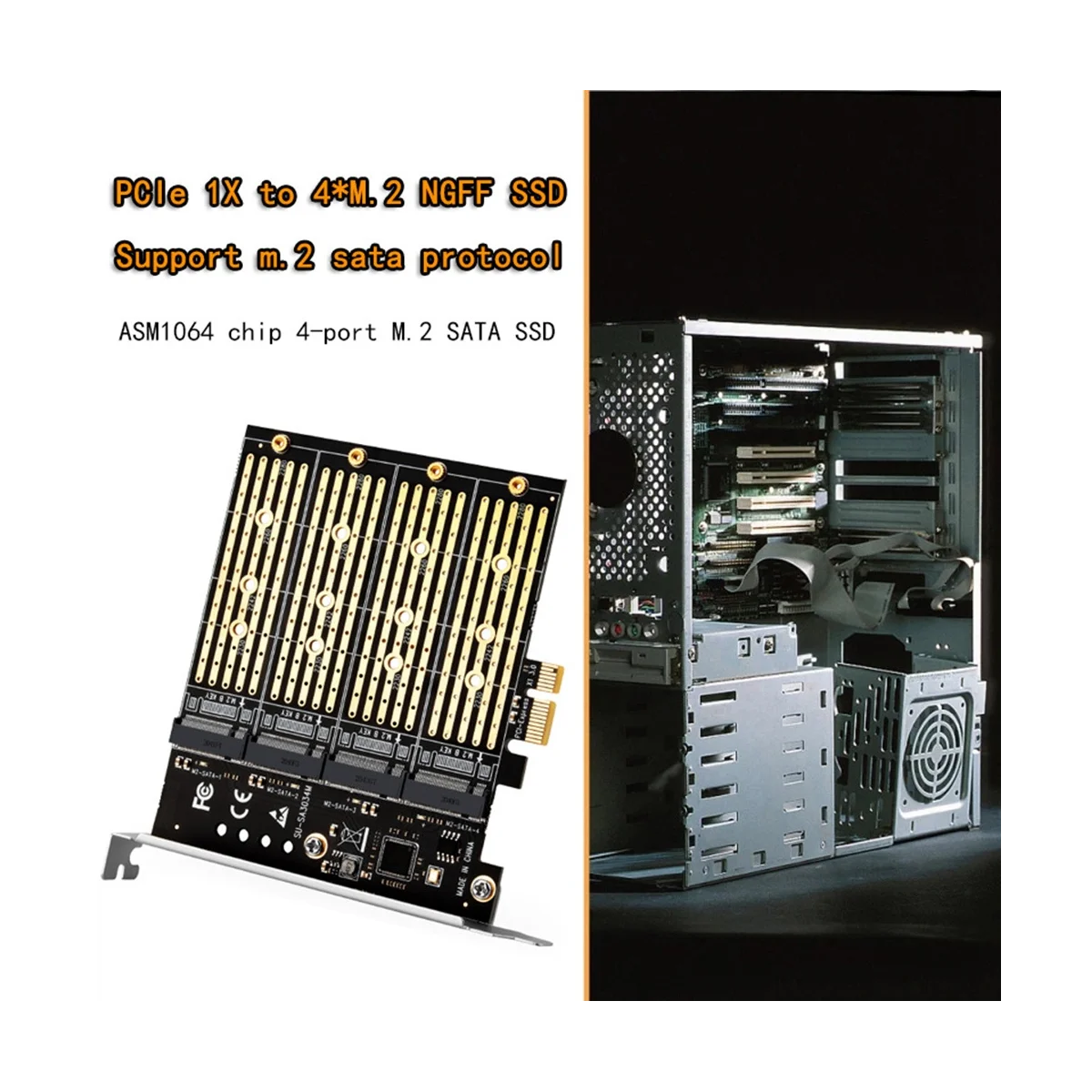 Kasybos PCIE į M2 Adapteris PCI Express X1 4 Uostų B Klavišą M. 2 NGFF SATA SSD Adapter PCI-E Adapterį Plėtra Riser Card