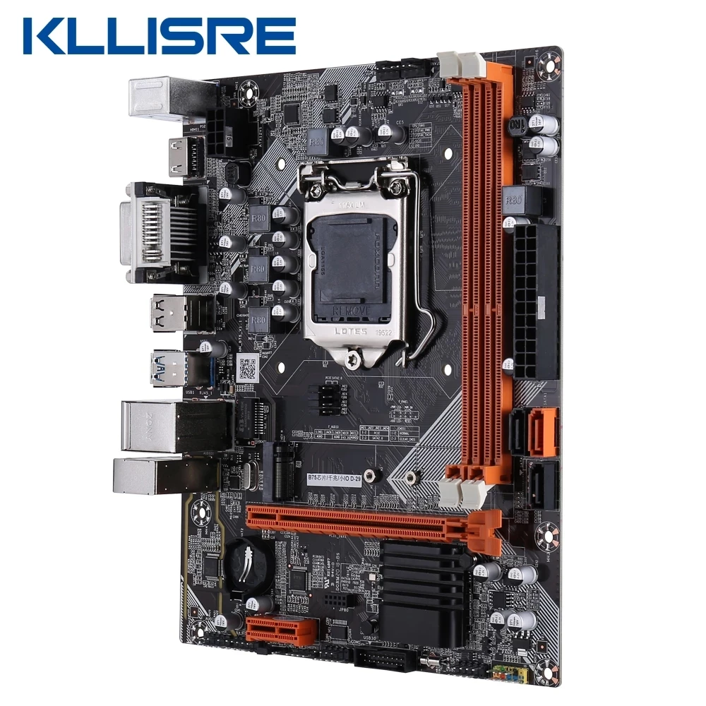 Kllisre B75 Rinkinys plokštė rinkinys su Core i3 2120 8GB 1 600 mhz DDR3 Desktop Atminties NVME M. 2 USB3.0 SATA3
