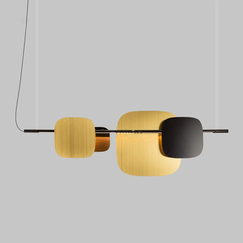 Postmodernios kvadrato liustra minimalistinio juodojo aukso šviesą valgomasis, baras liustra paprasta kambarį ilgio juostelės office žibintai