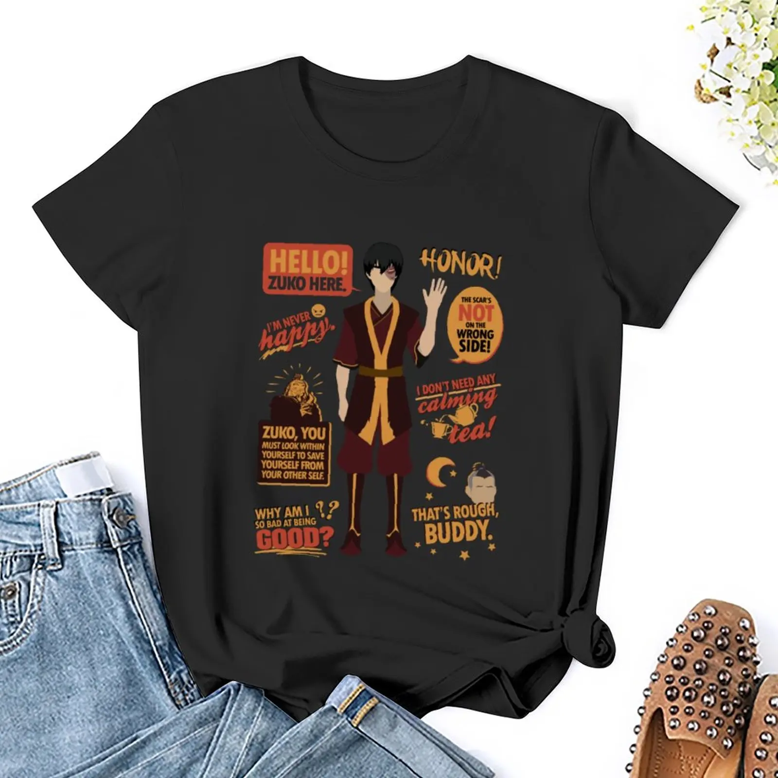Sveiki, Zuko Čia! T-Shirt anime drabužius, vintage marškinėliai Moterims topai