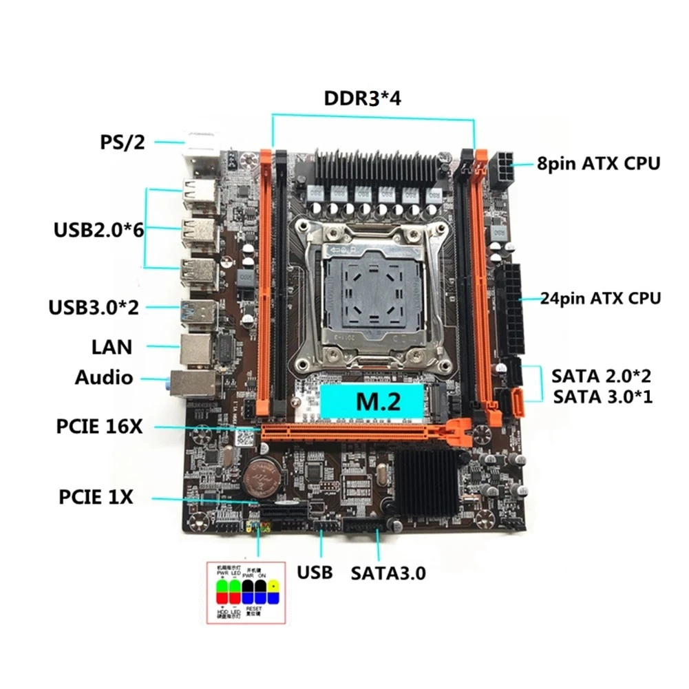 X99H Plokštė Rinkinys su E5 2673 V3 CPU+Switch Kabelis+SATA Kabelis LGA2011-V3 DDR3X4 RAM M. 2 NVME PCI-E 3.0 X16 SATA3.0