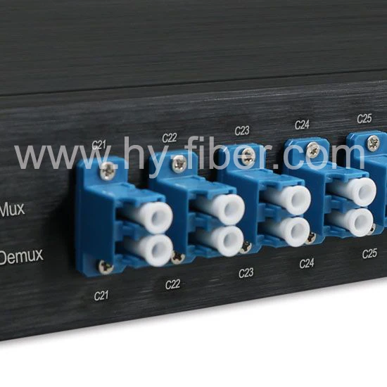 Dual Pluošto 100G DWDM Mux Ir Demux 16 Kanalų C20-C59 Tx ir Rx su Plėtimosi Uosto MU 1U Rack Mount,LC/UPC